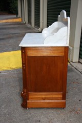 Superb Large Walnut Victorian Renaissance Revival Marble Top Washstand Cabinet