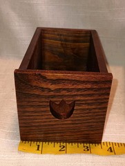 Vintage Lacquerware Oak 3 Drawer Lotus Flower Wooden Card/Jewelry File Cabinet