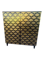 Vintage Scandinavian Linen Cabinet Black Gold Lacquer Mirror Top Attrib Bodafors