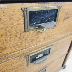 Antique Globe Wernicke Interlocking Desktop File, Brass Label Drawer Pull 1800s