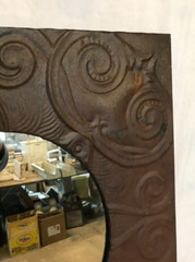 VTG Decorative Salvaged Tin Ceiling 23″ SQ. Rust Round Mirror Metal Old 790-25B