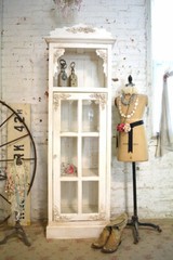 Painted Cottage Shabby Chic French Bookcase / China Hand Made Display Cabinet