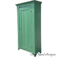 antique primitive cupboard cabinet jelly wardrobe folk art green paint