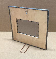 VTG 11″ Sq. Photo 4×6 Tin Ceiling Metal Shabby White Picture Frame Old 921-26B