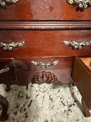 Antique Vintage Mahogany Salesman Sample Miniature Highboy Chest Clam Shell Rare