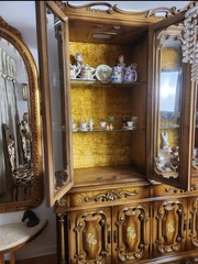 Vintage 2-piece Italian Baroque Revival Lighted China Cabinet – Solid Wood