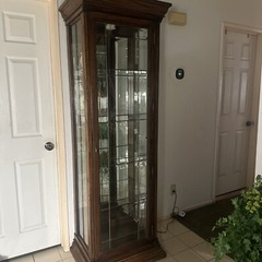 Vintage Real Authentic Wood Cabinet With Sturdy Glass Shelves