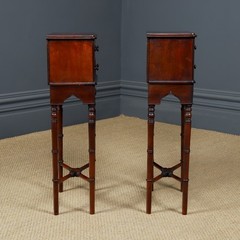 Antique English Victorian Small Pair Mahogany Bedsides Locker Tables Nightstands