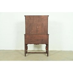 Berkey & Gay Style Antique English Jacobean Carved Oak Bar Cabinet, Circa 1920s