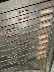 Antique Steel Printer’s Typeset Cabinet GA20717