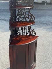 Antique Victorian Rosewood corner cabinet cupboard whatnot 1860 carved pierced