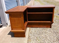 Antique Quarter Sawn Oak L Shaped General Store Counter Bar 1920s