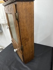 Antique Medicine Apothecary Cabinet Tiger Oak Wood Punched Tin Pineapple 🍍
