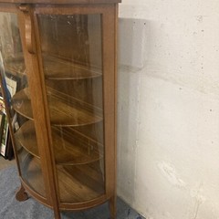 Antique 60x34in Beveled Glass Wooden 3-Shelve Cabinet *RARE*
