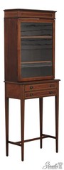 F73279: Antique Edwardian 2 Drawer Inlaid Mahogany Curio Cabinet (1 of 2)