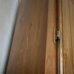 Antique Brown Wood Cabinet Raised Panel Hinged Door Stained Finish Original