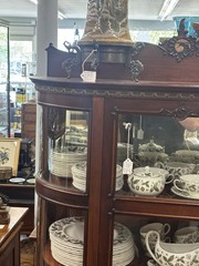 Antique Paine Furniture Elegant China Display Cabinet With Brass Accents
