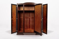 Antique 1940s French Art Deco Macassar Ebony Wood Wardrobe Armoire Cabinet