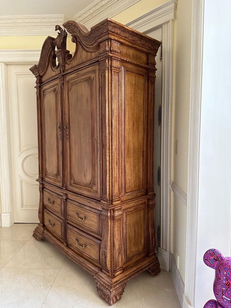Luxurious antique furniture cupboard wood TV cabinet 4 drawers Marge Carson