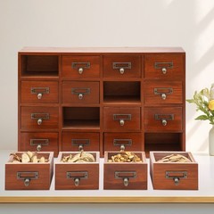 Vintage 16 Drawers Tabletop Library Card Catalog Cabinet Apothecary Storage Box