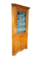 Antique Early American Primitive Pine Farmhouse Corner Cabinet Cupboard 90″