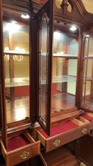 Vintage Ethan Allen Lighted Mahogany Breakfront China Cabinet