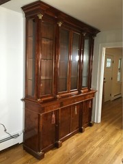 French Empire Style Custom Breakfront With Classical Brass Mounted Ormolu Column