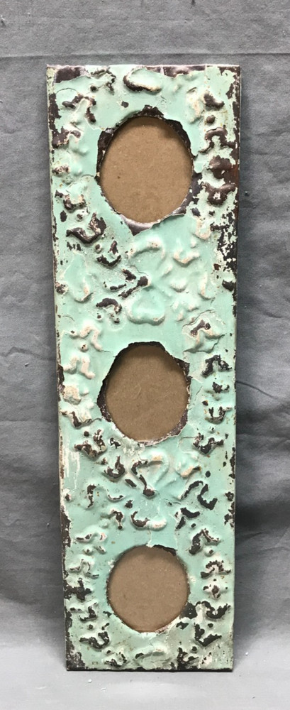 VTG 5×23 Multi Triple Oval Photo Tin Ceiling Metal Picture Frame Old 1841-25B