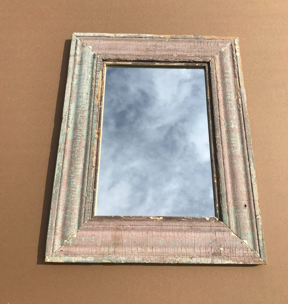 Salvaged Wood Harlem Moulding Shabby 21″ x 27″ Pink/Blue Mirror Old 463-23B