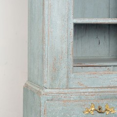 Early 19th Century Swedish Blue Painted Pine Display Cabinet