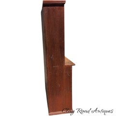 Antique Red painted 12 light primitive cupboard step back farm house country