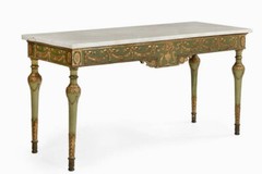 18th century Italian Neoclassical Green Console Table w/Marble top