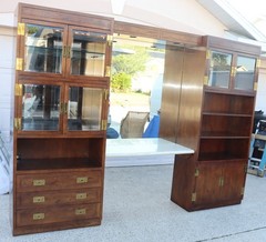 Campaign Henredon Vintage Wall Unit / Entertainment Center with Brass Hardware