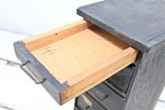 Vintage Primitive Black Wood Apothecary Spice 8 Drawer Wall/Counter Cabinet