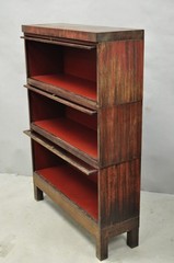 Vintage Industrial Steel Metal Faux Woodgrain Painted Stack Barrister Bookcase