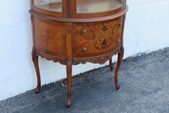 French Early 1900s Carved Inlaid Vitrine Display Curio Cabinet Cupboard 5667
