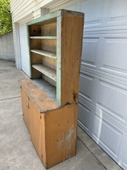 Antique Primitive Painted Shelf Cabinet Cupboard Pantry Country Kitchen 2 Piece