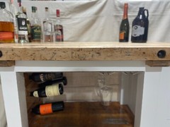 Reclaimed vintage wood bar cart/ island with cooler and wine rack. 