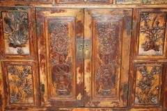 ANTIQUE CIRCA 1860 CHINESE HAND PAINTED WEDDING CABINET HOUSEKEEPERS CUPBOARD