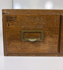 Vintage Two-Drawer Wood Library Card File Box Index Recipe Cabinet Catalog