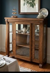 Antique Mission Oak Curio Display Cabinet