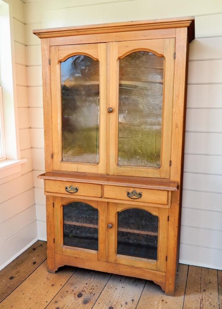 Freight Available- c. 1880 Antique Oak One Piece Wall Cabinet / Cupboard