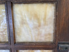 Antique Wood cabinet door Craftsman slag glass Primitive Hoosier architectural