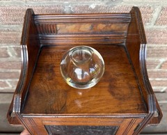 Antique Edwardian Oak Wall Hanging Smokers Cabinet & Original Glass Match Holder