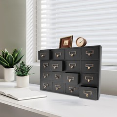 16 Drawers Vintage Tabletop Library Card Catalog Cabinet Apothecary Storage Box