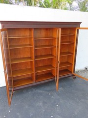 Early 1900s Tiger Oak Long Large China Cabinet Bookcase Cupboard 6583