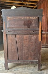 VICTORIAN OAK CABINET W FIGURAL BRASS PANELS