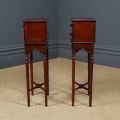 Antique English Victorian Small Pair Mahogany Bedsides Locker Tables Nightstands