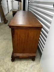 Antique Brown Wood China Cabinet 7 Glass Doors Drawer Ornate Carvings 60x20x80in