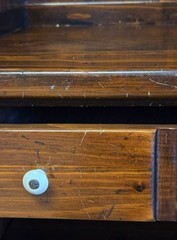 Ethan Allen Antiqued Pine Old Tavern Hutch-Rustic Vintage Shutter Front Shelf